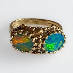 SOLD***Edwardian Australian Black Opal Ring 4.7g